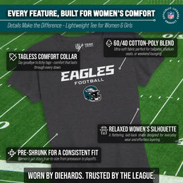 Philadelphia Eagles Women's NFL Football Helmet Short Sleeve Tagless T-Shirt - Charcoal
