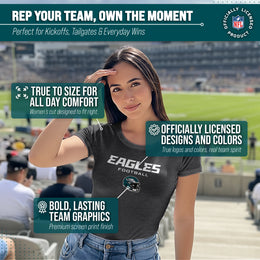 Philadelphia Eagles Women's NFL Football Helmet Short Sleeve Tagless T-Shirt - Charcoal