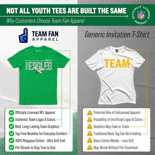 Philadelphia Eagles NFL Youth Modern Endzone T-Shirt Unisex Boys Girls - Kelly Green