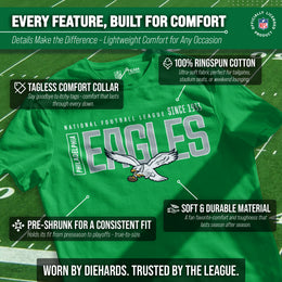 Philadelphia Eagles NFL Youth Modern Endzone Football T-Shirt Unisex Tag Free Comfortable - Kelly Green