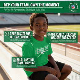 Philadelphia Eagles NFL Youth Modern Endzone Football T-Shirt Unisex Tag Free Comfortable - Kelly Green