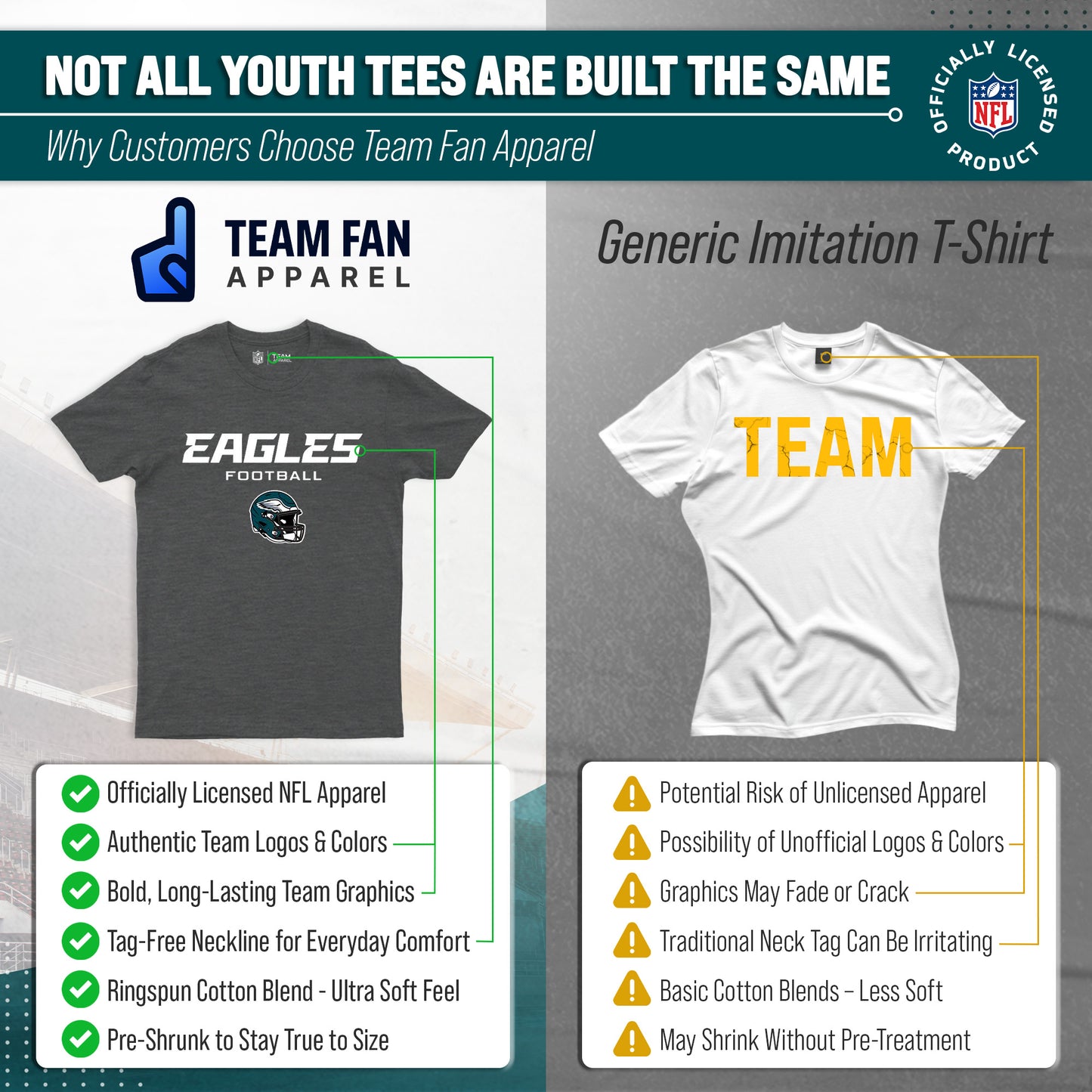 Philadelphia Eagles NFL Youth Football Helmet Tagless T-Shirt - Charcoal