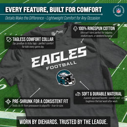 Philadelphia Eagles NFL Youth Football Helmet Tagless T-Shirt - Charcoal