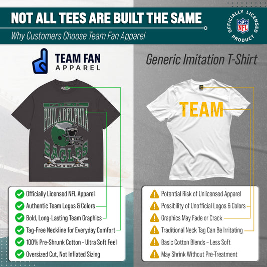 Philadelphia Eagles  NFL Franchise Oversized Cotton Tee Men Fan Short Sleeve - Black