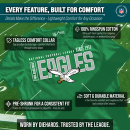 Philadelphia Eagles NFL Adult Modern Endzone Tag-Less T-Shirt - Kelly Green