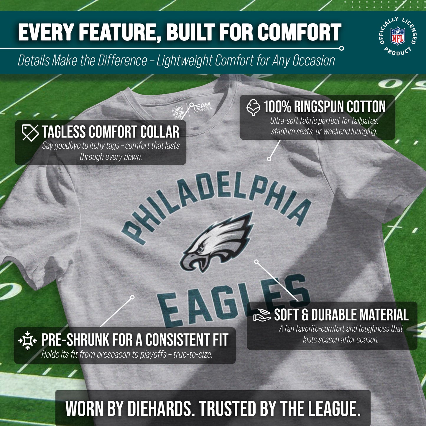 Philadelphia Eagles Team Fan Apparel NFL  Gameday T-Shirt - Gray