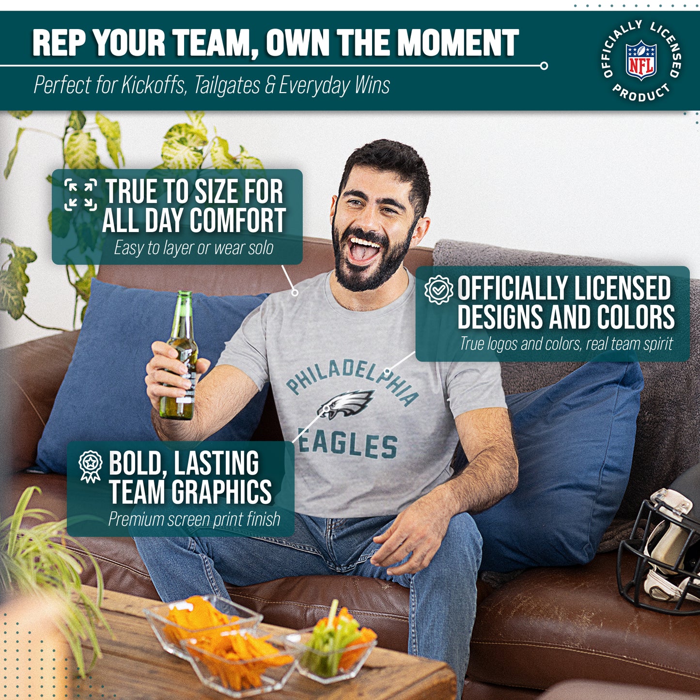 Philadelphia Eagles Team Fan Apparel NFL  Gameday T-Shirt - Gray