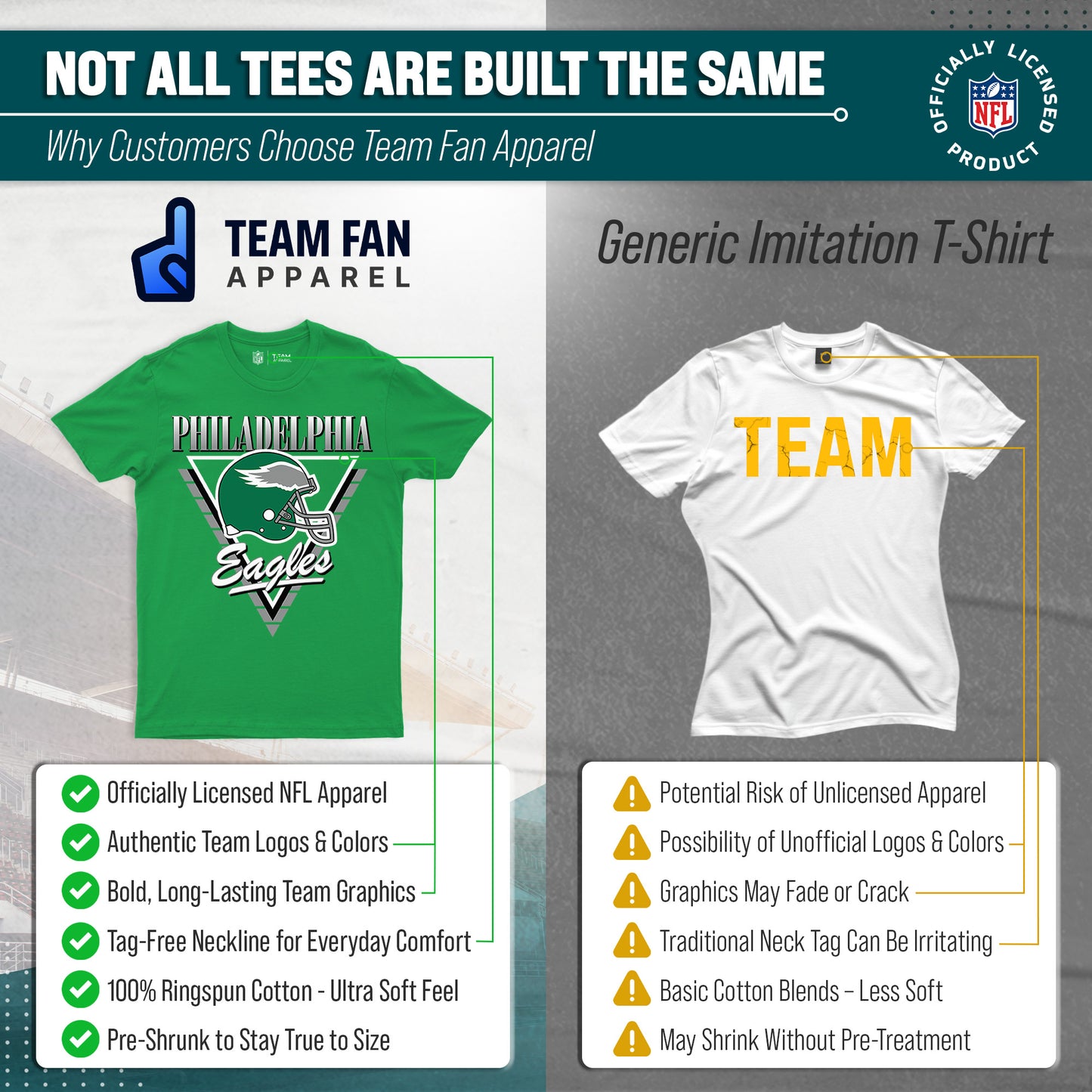 Philadelphia Eagles NFL Adult Retro Triangle Unisex T-Shirt - Kelly Green