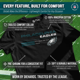 Philadelphia Eagles Adult NFL Speed Stat Sheet T-Shirt - Black