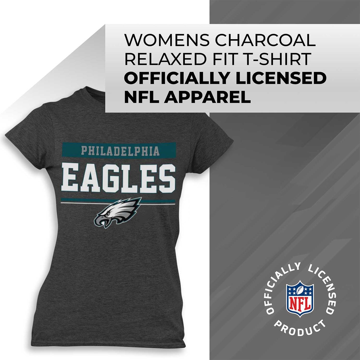 Philadelphia Eagles NFL Women's Team Block Plus Sized Relaxed Fit T-Shirt - Charcoal