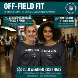 Philadelphia Eagles NFL Womens Helmet French Terry Slouchy Top - Charcoal