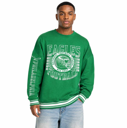 Philadelphia Eagles NFL  Men's Franchise Striped Rib Oversized Crewneck - Kelly Green