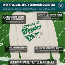 Philadelphia Eagles NFL Womens Vintage Charm French Terry Slouchy Top - Birch