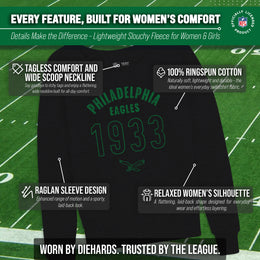 Philadelphia Eagles NFL Womens Big Date French Terry Slouchy Top - Black