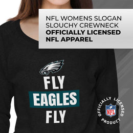 Philadelphia Eagles NFL Womens Plus Size Team Slogan Crew Neck - Black