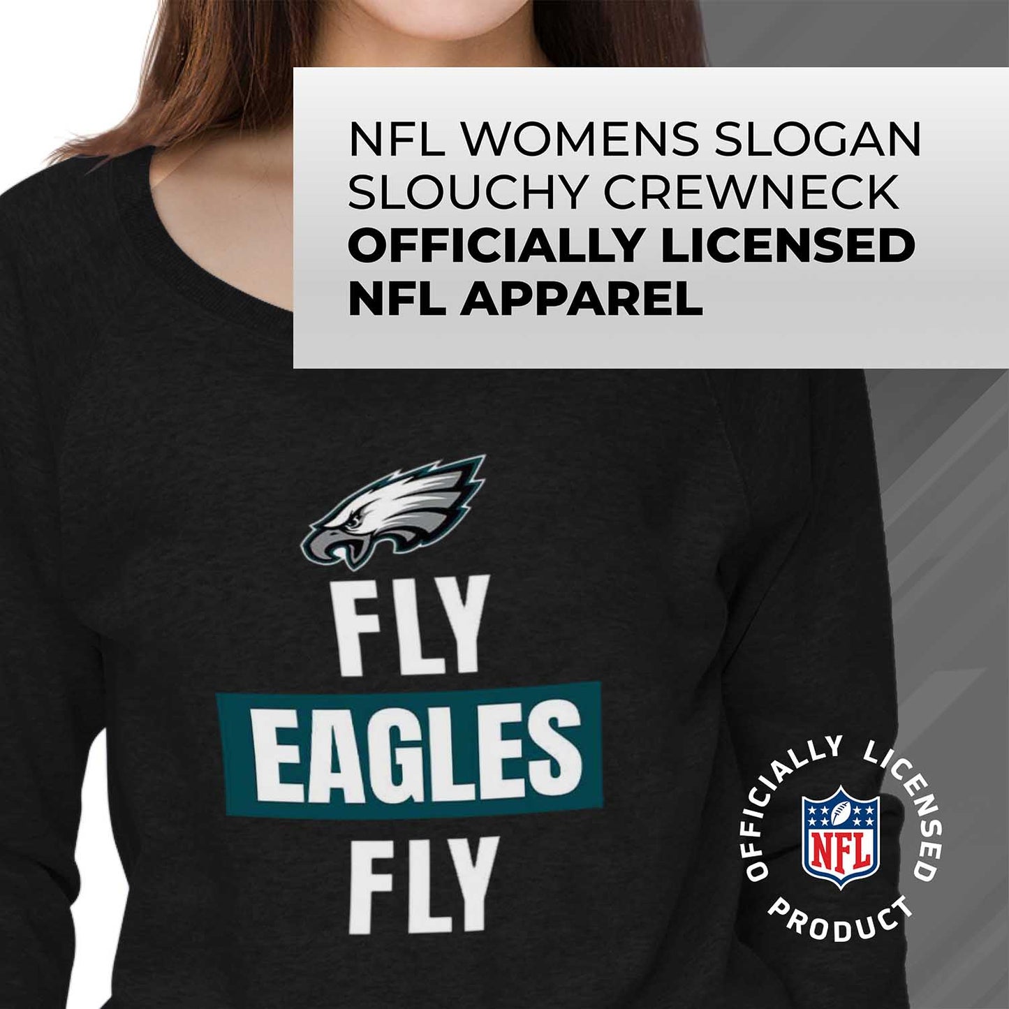 Philadelphia Eagles NFL Womens Plus Size Team Slogan Crew Neck - Black