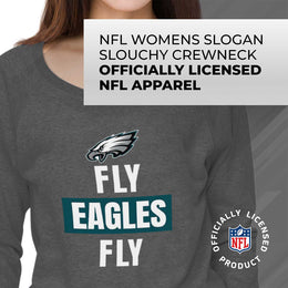 Philadelphia Eagles NFL Womens Team Slogan Crew Neck - Sport Gray