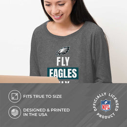 Philadelphia Eagles NFL Womens Plus Size Team Slogan Crew Neck - Sport Gray