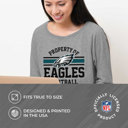 Philadelphia Eagles NFL Womens Property of Lighweight Crew Neck - Sport Gray