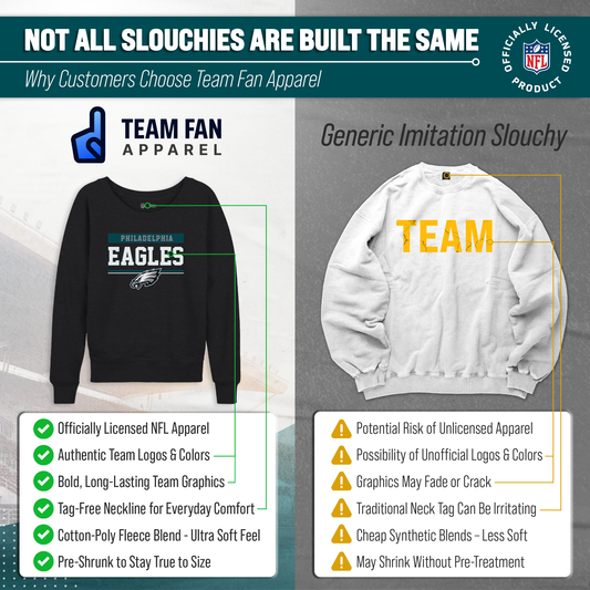 Philadelphia Eagles NFL Womens Team Block French Terry Slouchy Top - Charcoal