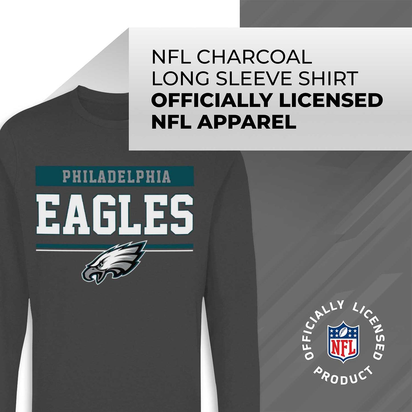 Philadelphia Eagles NFL Adult Charcoal Long Sleeve T Shirt - Charcoal