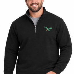 Philadelphia Eagles  NFL Quarter Zip Fleece Pullover Unisex Sweatshirt - Black