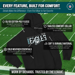 Philadelphia Eagles NFL Adult Unisex Modern Endzone Soft Fleece Hooded Sweatshirt - Black