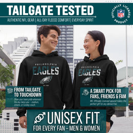 Philadelphia Eagles Adult NFL Diagonal Fade Fleece Hooded Sweatshirt - Black