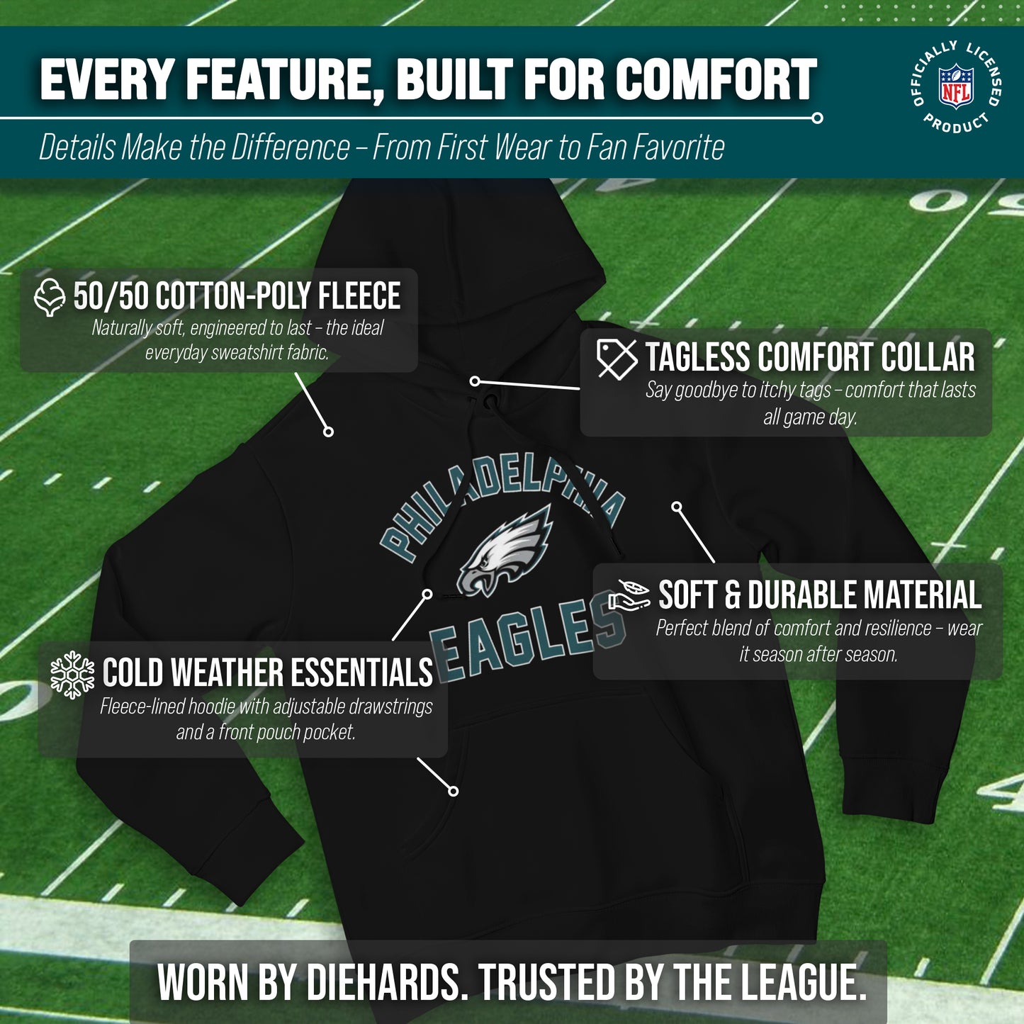 Philadelphia Eagles Team Fan Apparel NFL  Gameday Hoodie - Black