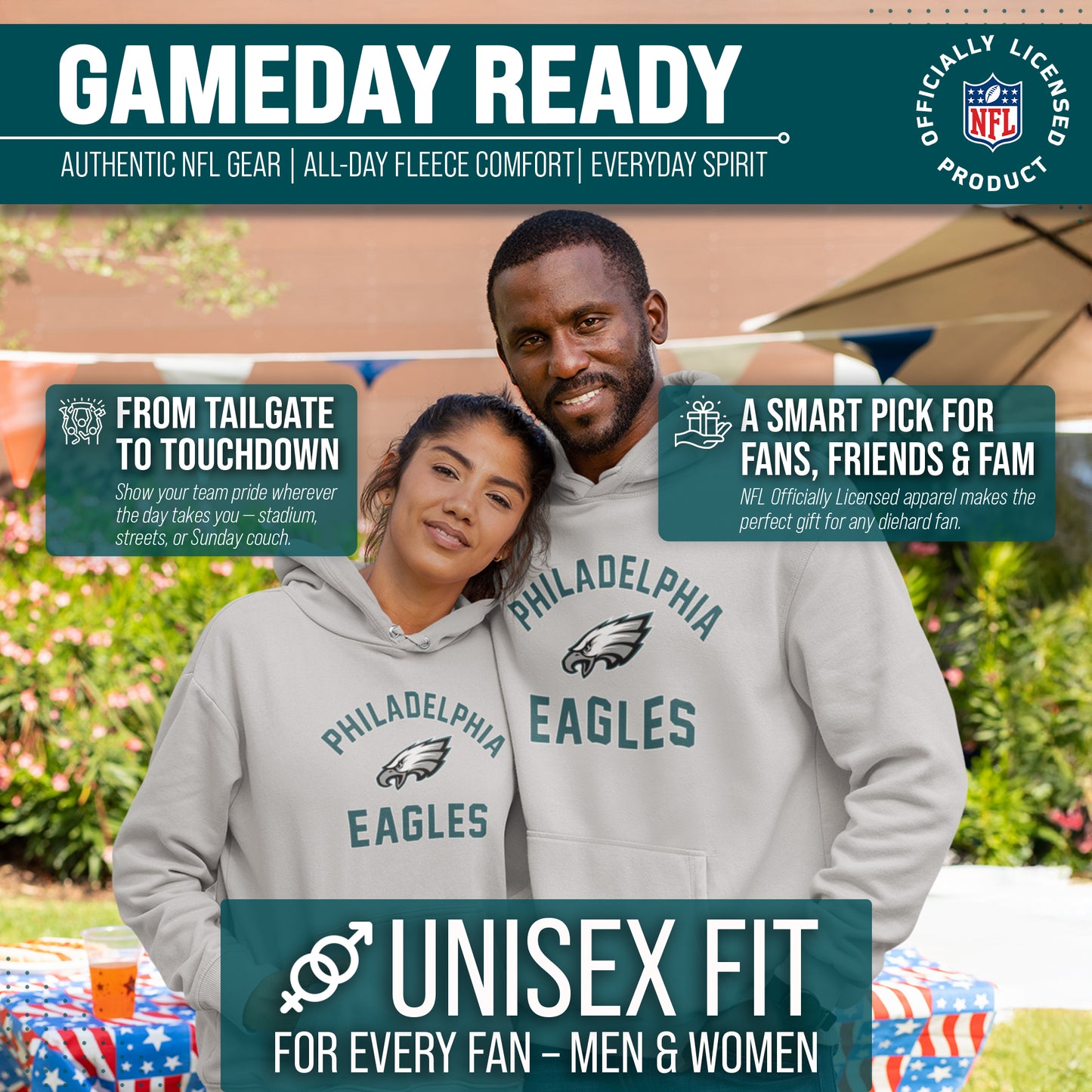 Philadelphia Eagles Team Fan Apparel NFL  Gameday Hoodie - Gray