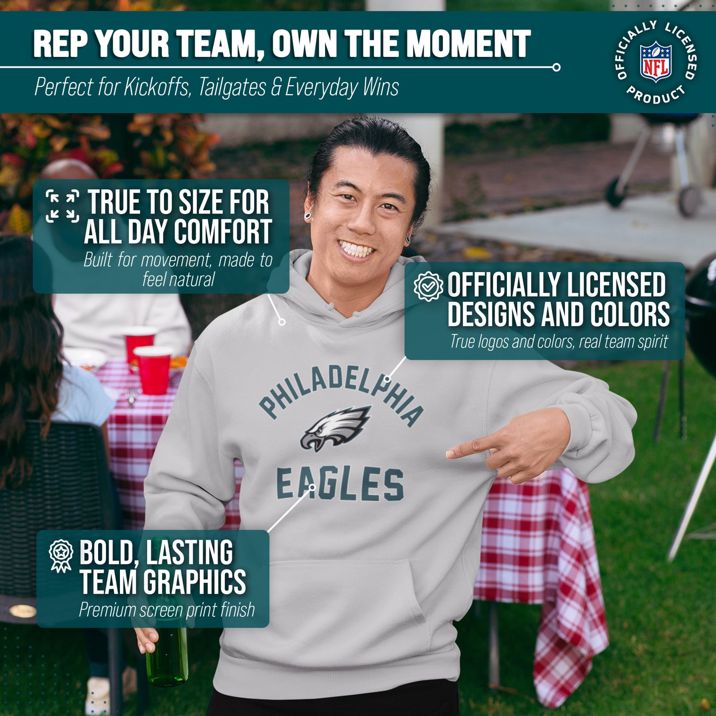 Philadelphia Eagles Team Fan Apparel NFL  Gameday Hoodie - Gray