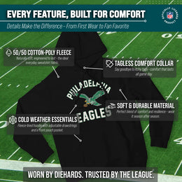 Philadelphia Eagles NFL Adult Unisex Retro Gameday Ultra Soft Fleece Hooded Sweatshirt - Black