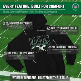 Philadelphia Eagles NFL Adult Unisex Overtime Blueprint Soft Fleece Hooded Sweatshirt - Black