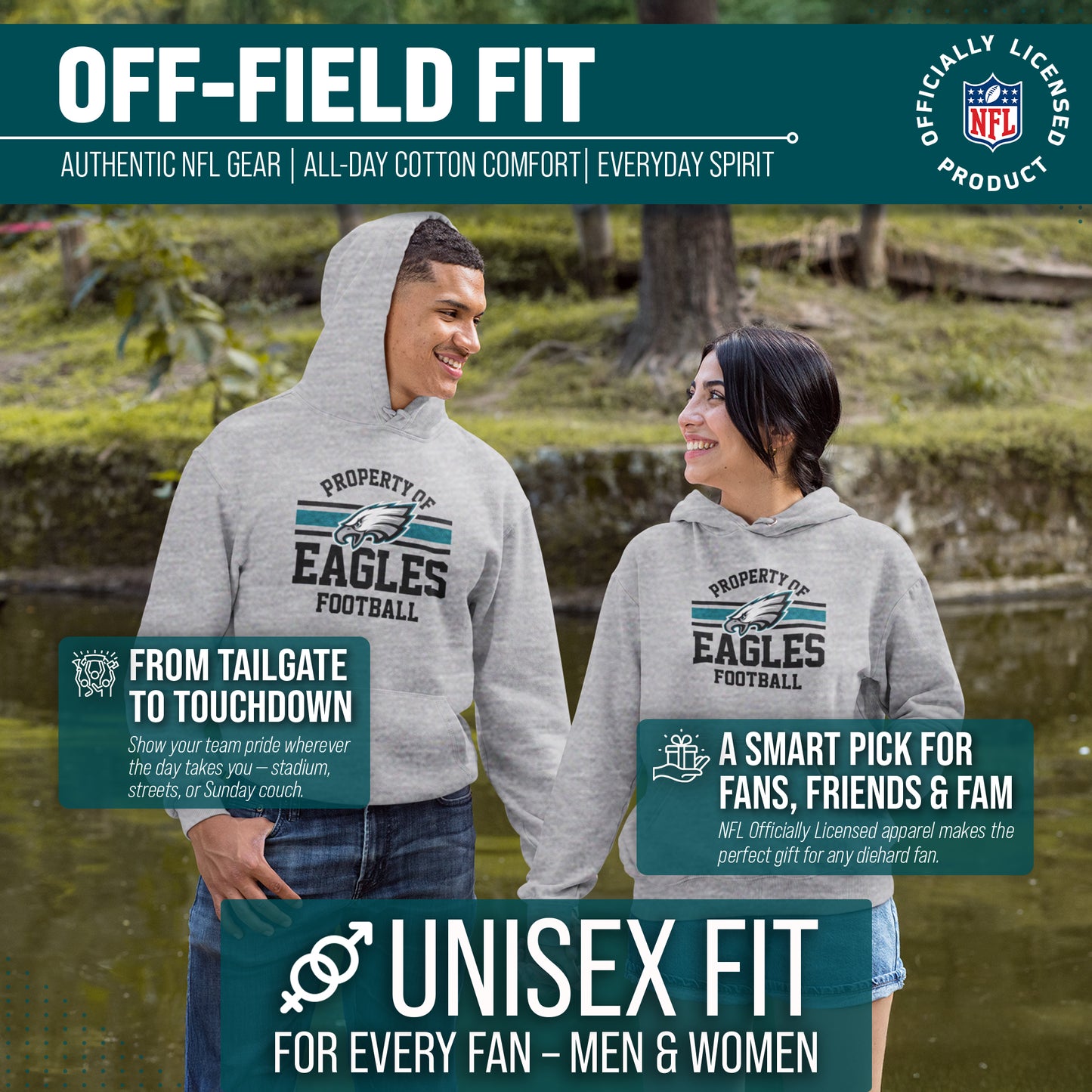 Philadelphia Eagles NFL Adult Property Of Hooded Sweatshirt - Sport Gray
