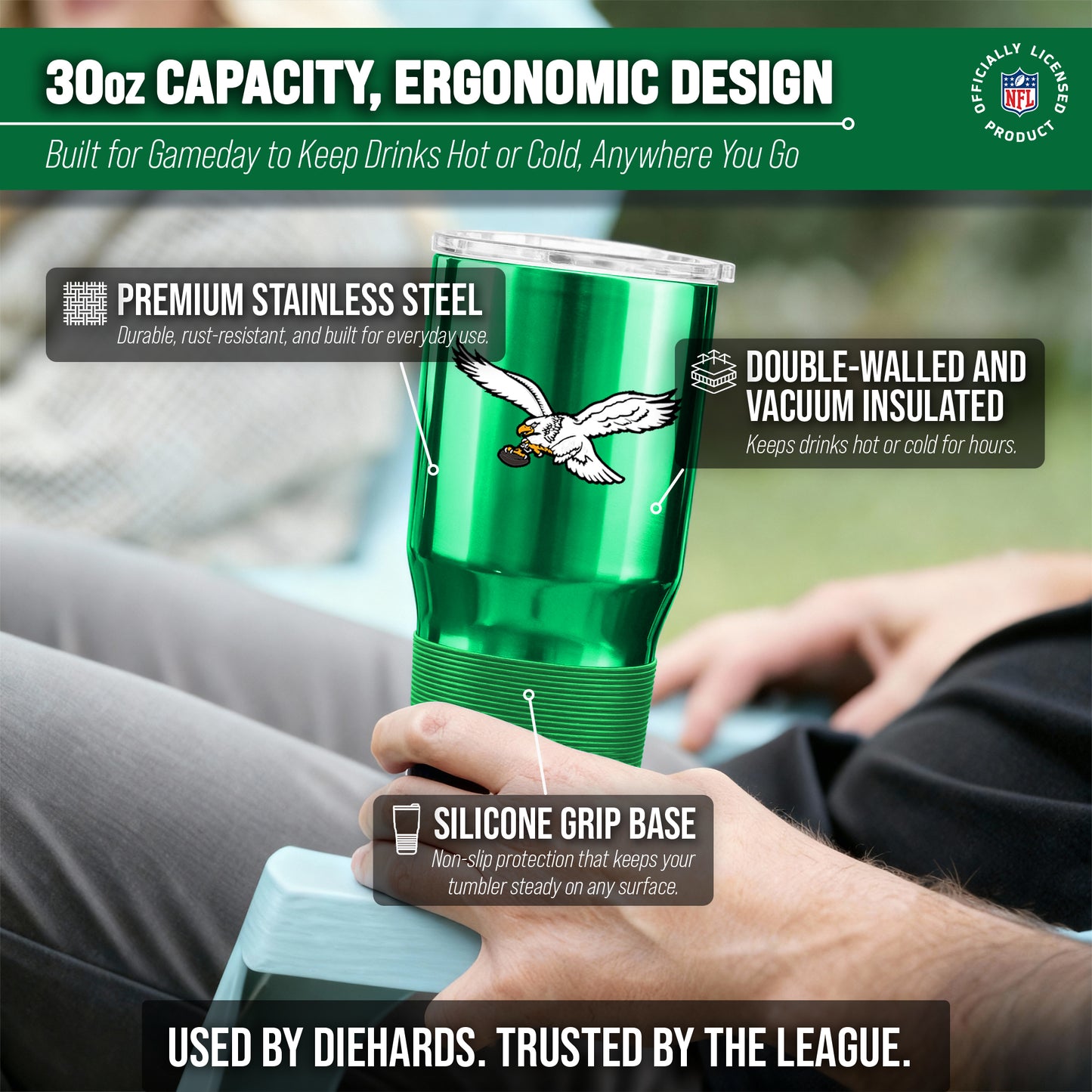 Philadelphia Eagles NFL 30oz Gameday Stainless Steel Tumbler - Kelly Green