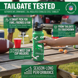 Philadelphia Eagles NFL 34oz Quencher Stainless Steel Insulated Water Bottle - Kelly Green