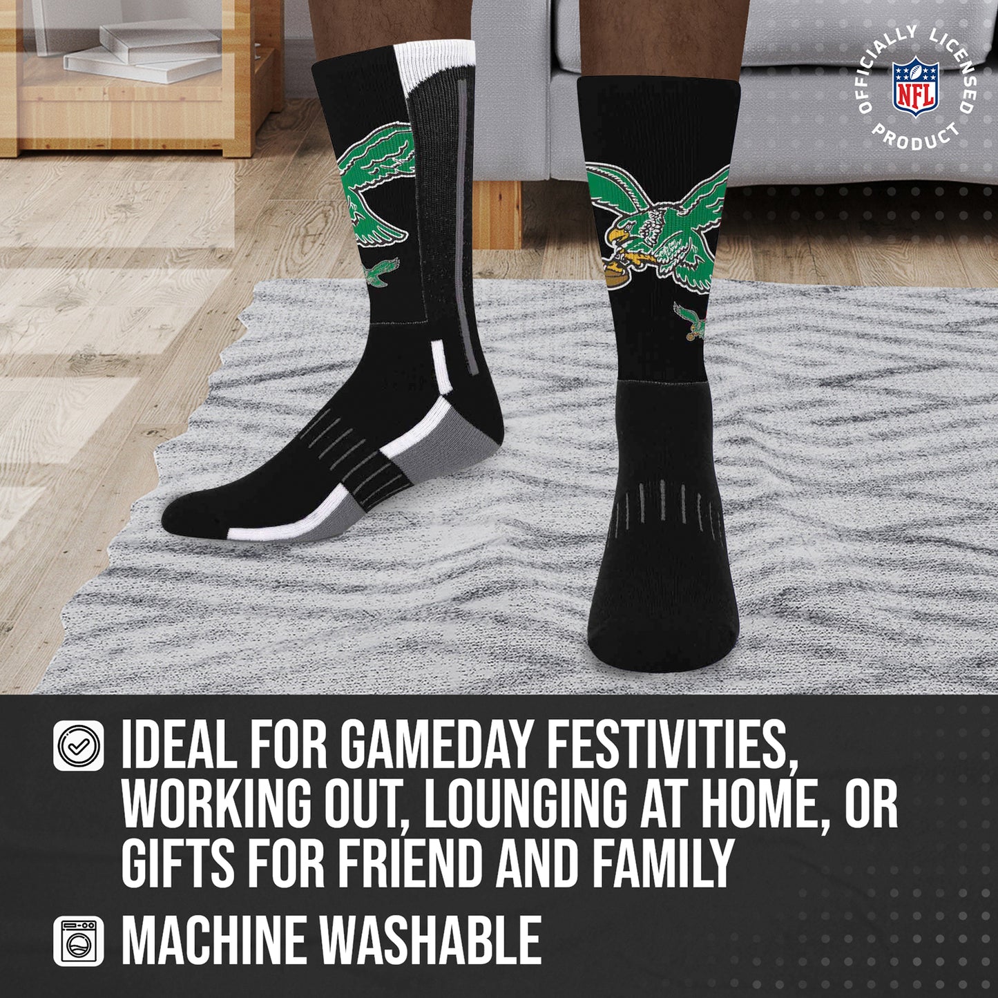 Philadelphia Eagles NFL V Curve  Socks - Kelly Green