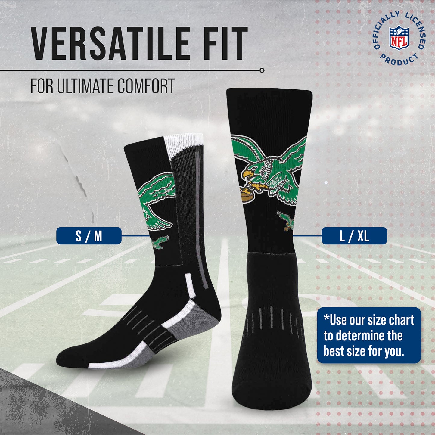 Philadelphia Eagles NFL V Curve  Socks - Kelly Green