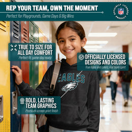 Philadelphia Eagles NFL Youth Home Team Hoodie- Kids Hooded Sweatshirt - Black
