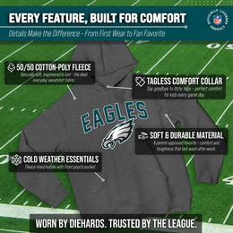 Philadelphia Eagles NFL Youth Home Team Hoodie- Kids Hooded Sweatshirt - Sport Gray
