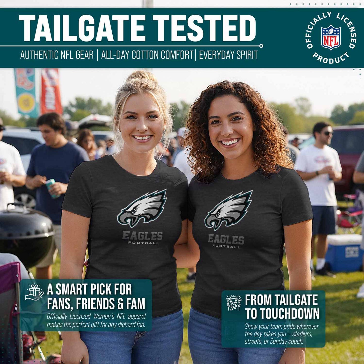 Philadelphia Eagles Women's NFL Ultimate Fan Logo Short Sleeve T-Shirt - Black