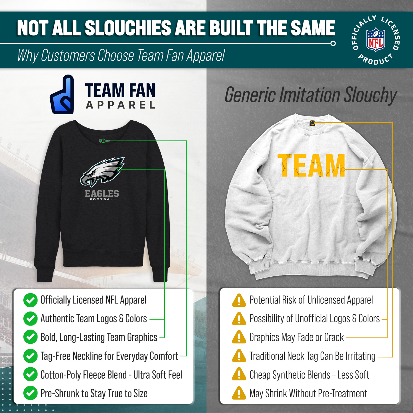 Philadelphia Eagles NFL Womens Ultimate Fan French Terry Slouchy Top- Raglan Sleeves - Charcoal