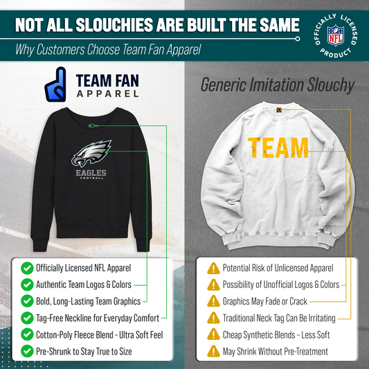 Philadelphia Eagles NFL Womens Ultimate Fan French Terry Slouchy Top- Raglan Sleeves - Charcoal