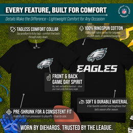 Philadelphia Eagles NFL Pro Football Final Countdown Adult Cotton-Poly Short Sleeved T-Shirt For Men & Women - Black