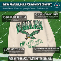 Philadelphia Eagles Womens NFL Starstruck Crewneck Pullover - Cream