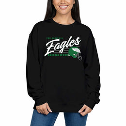 Philadelphia Eagles Womens NFL Scrimmage Line Crewneck Pullover - Black
