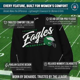 Philadelphia Eagles Womens NFL Scrimmage Line Crewneck Pullover - Black