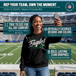 Philadelphia Eagles Womens NFL Scrimmage Line Crewneck Pullover - Black