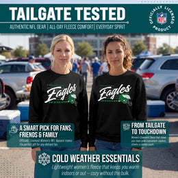 Philadelphia Eagles Womens NFL Scrimmage Line Crewneck Pullover - Black