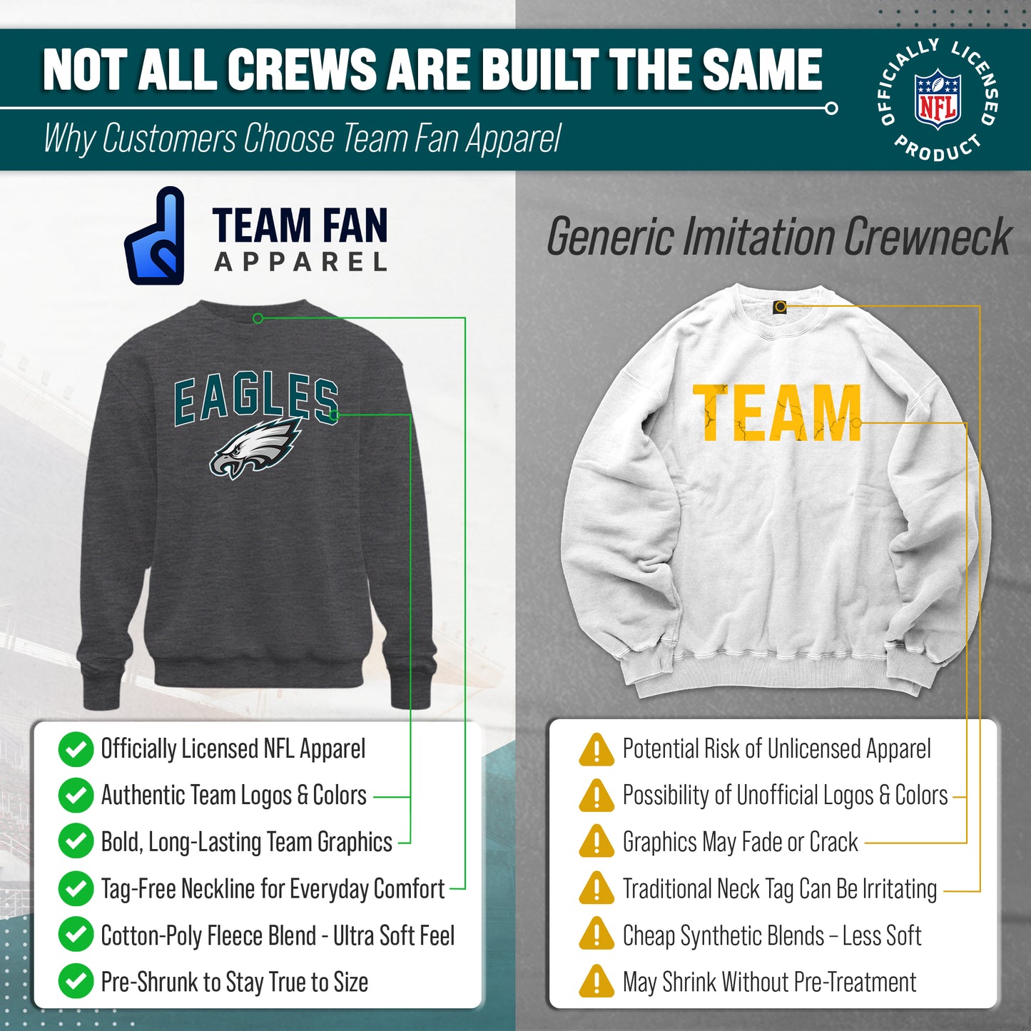 Philadelphia Eagles NFL Home Team Crew - Gray